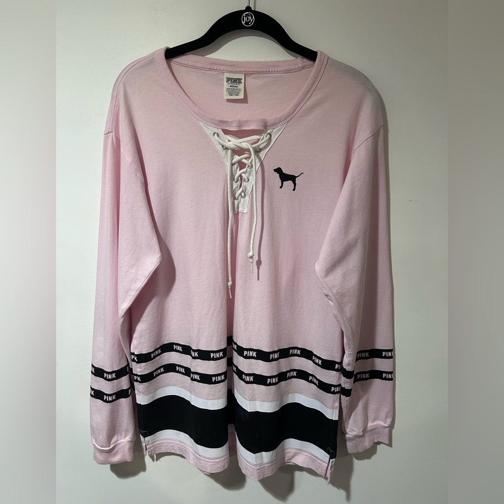 PINK Victoria's Secret Pink Lace-Up Long Sleeve Top